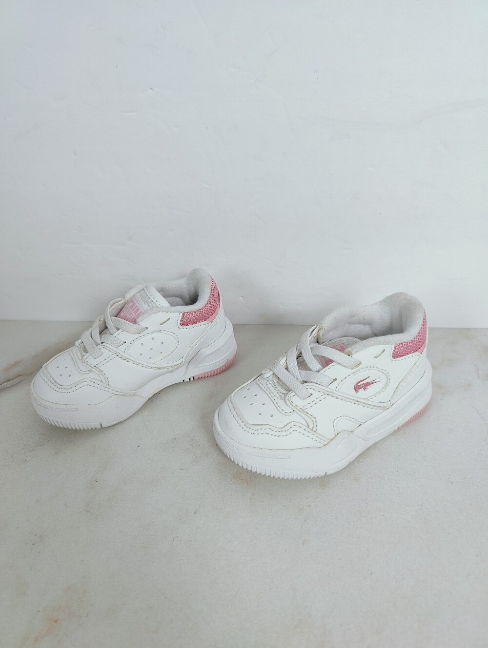 Lacoste Infant Baby Lineshot Sneakers Tennis Shoes Pink White, Sz 5